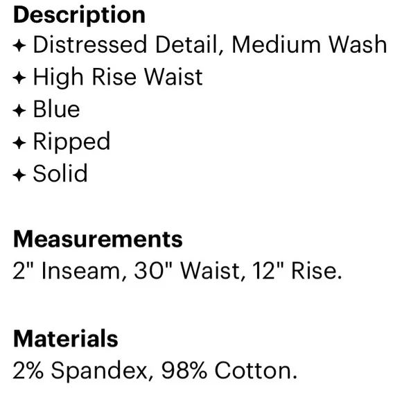 Reformation high rise distressed shorts 28 - Picture 4 of 5